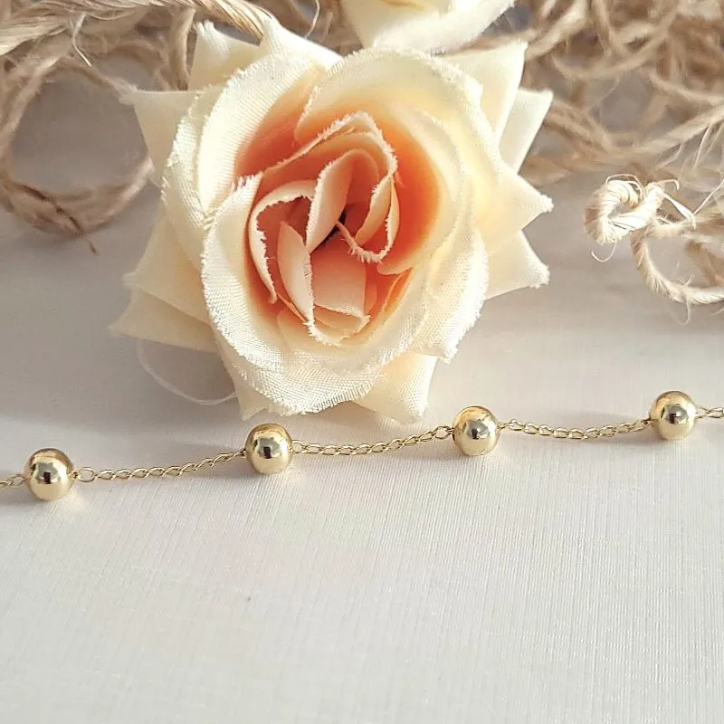 pulseira ouro bolas lisas