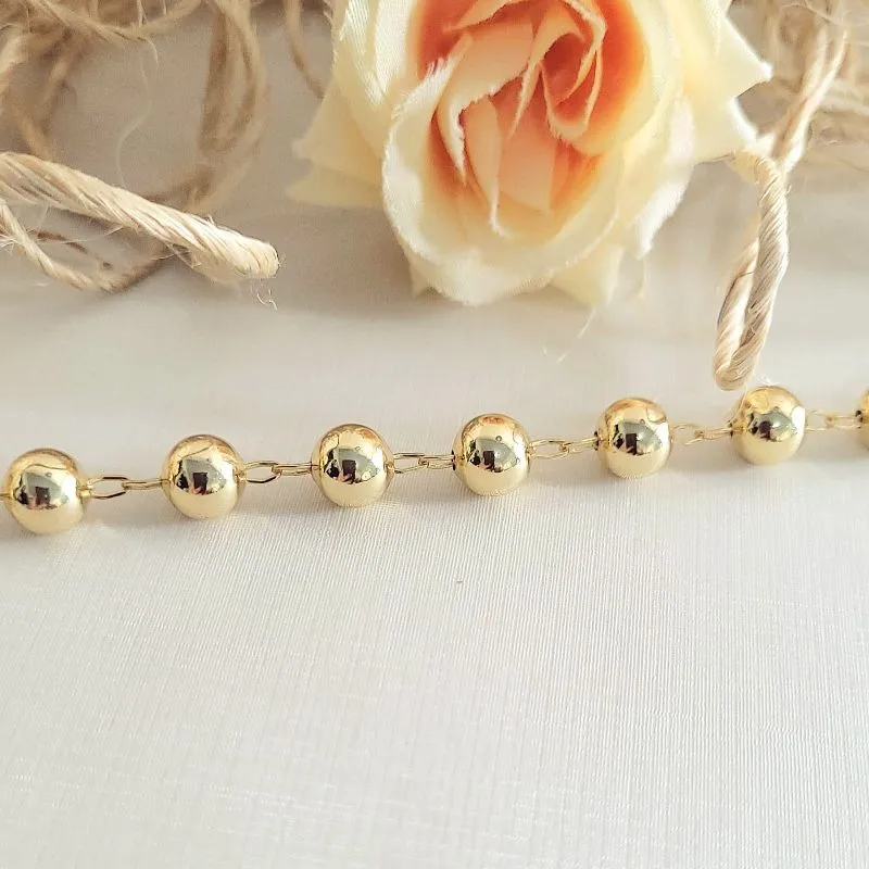 pulseira ouro bolas lisas