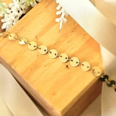 pulseira ouro bolinhas ligadas