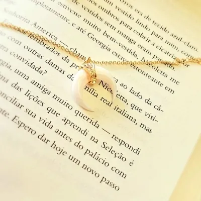 pulseira ouro chifre italiano madreperola com zircônias