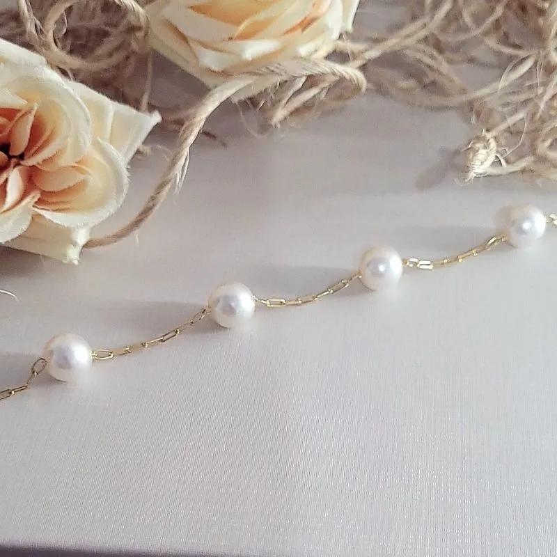 pulseira ouro com 4 perolas