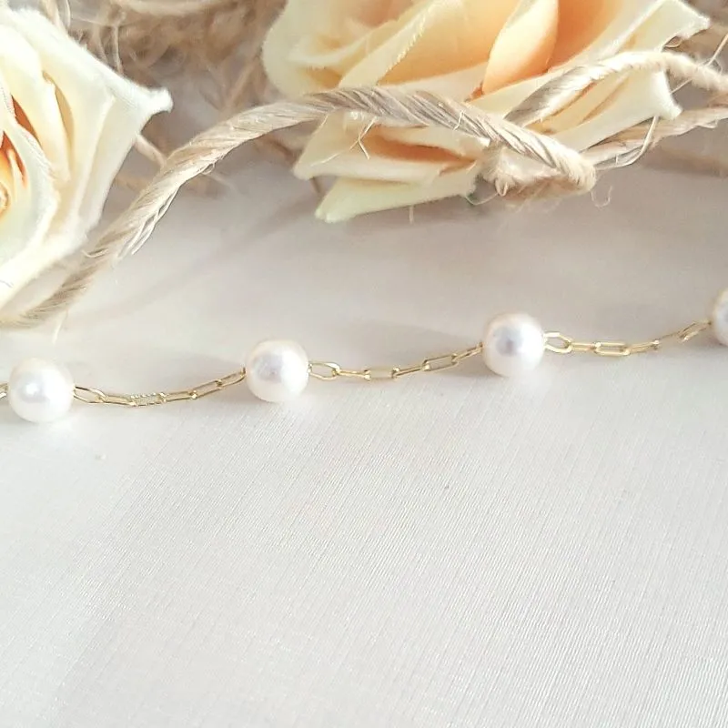 pulseira ouro com 5 perolas