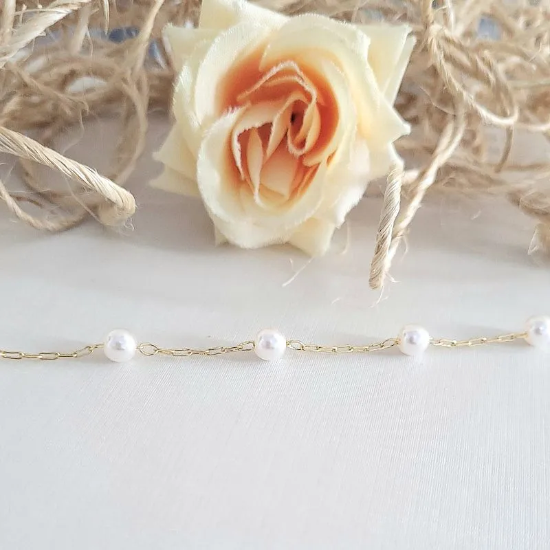 pulseira ouro com 6 perolas