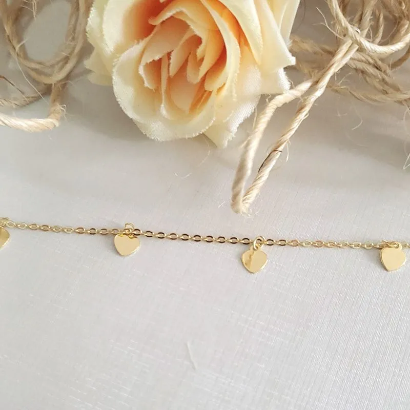 pulseira ouro coração chapado