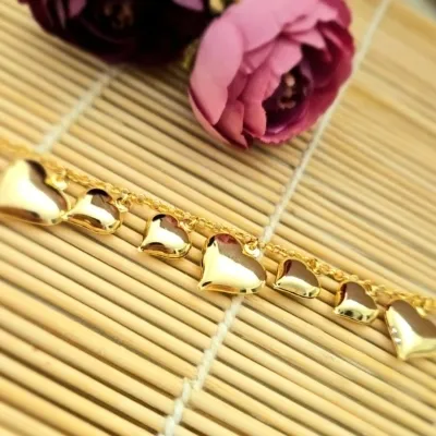 pulseira ouro coração gordinho liso