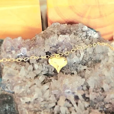 pulseira ouro coração gordinho liso