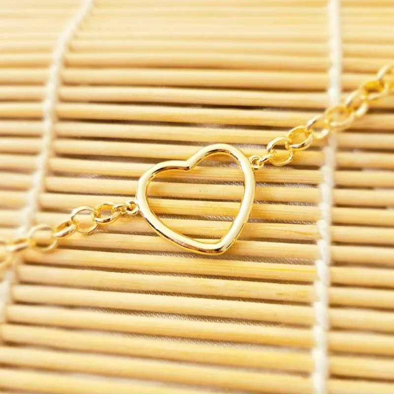 pulseira ouro coração grande vazado