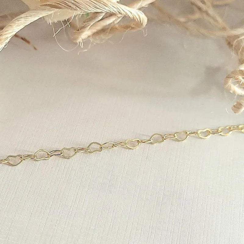 pulseira ouro corações intercalados