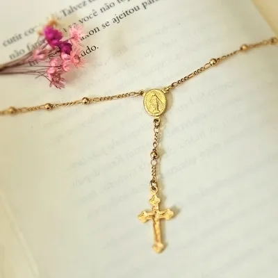 pulseira ouro terço grande