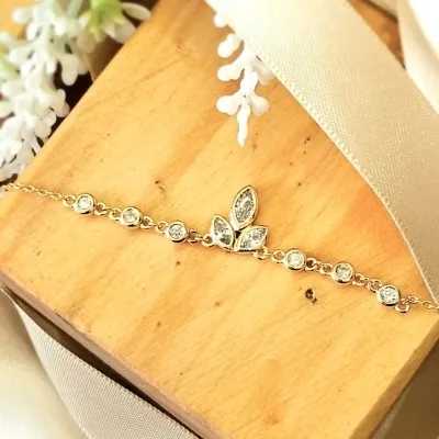 pulseira ouro tiffany e flor navete