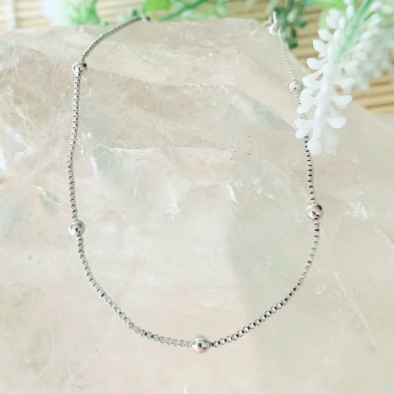 pulseira rodio bolas lisas