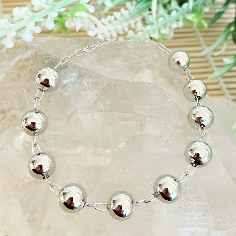 pulseira rodio bolas lisas