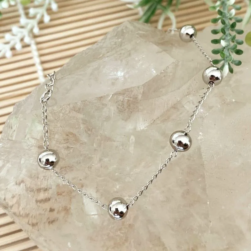 pulseira rodio bolas lisas