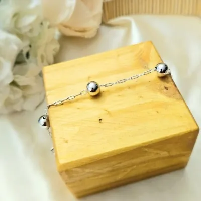 Pulseira rodio bolas lisas