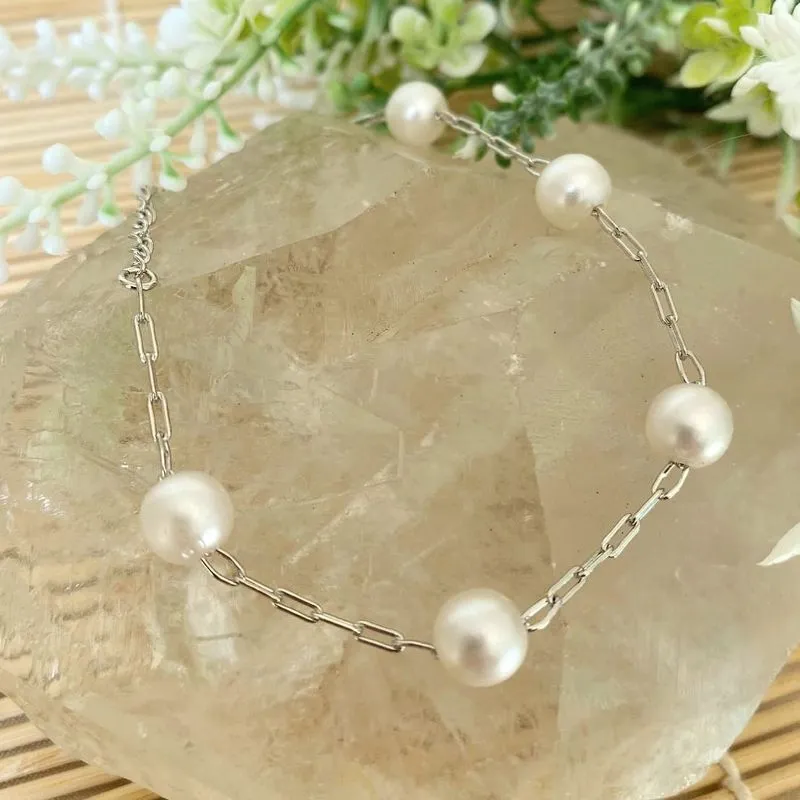 pulseira rodio com 5 perolas