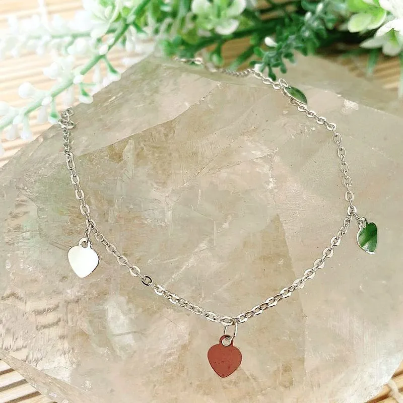 pulseira rodio coração chapado