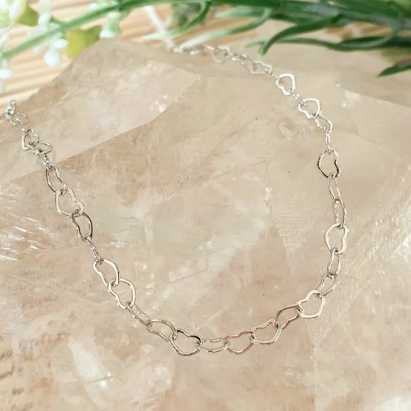 pulseira rodio corações intercalados