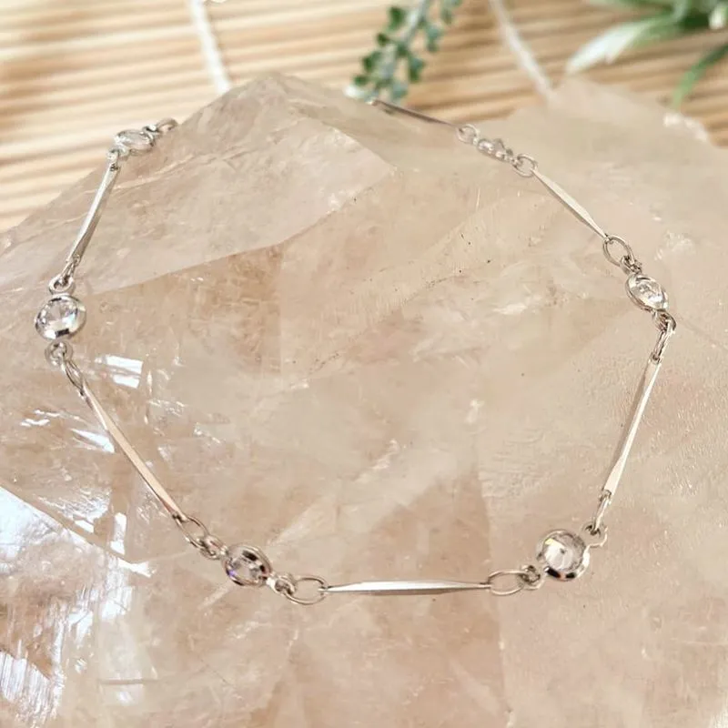 pulseira rodio palito e pedras cristais