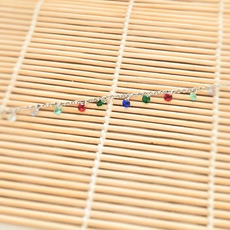 pulseira rodio pedras colors penduradas