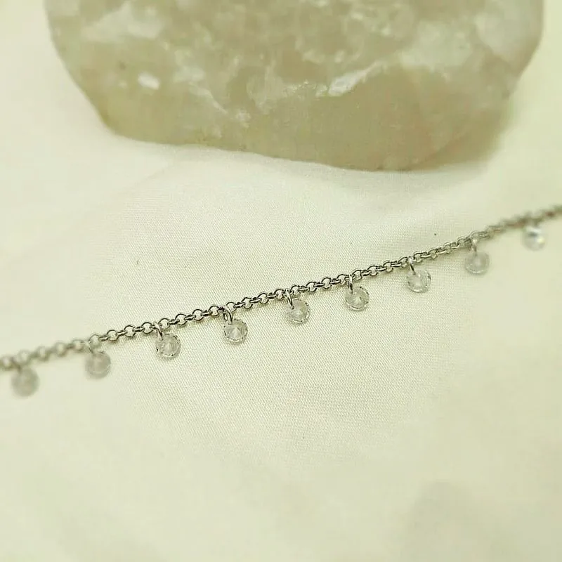 pulseira rodio pedras cristais penduradas