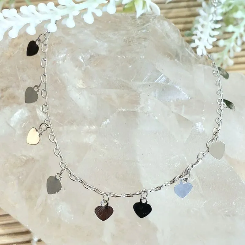 colar choker rodio coração chapado