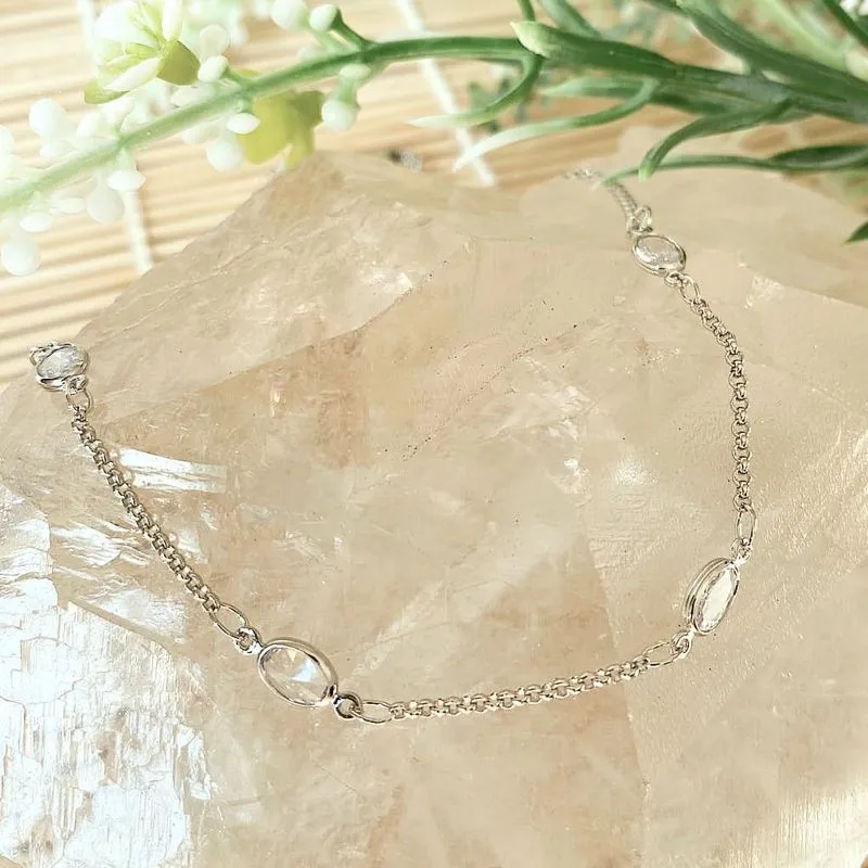 colar rodio choker 5 pontos de luz oval