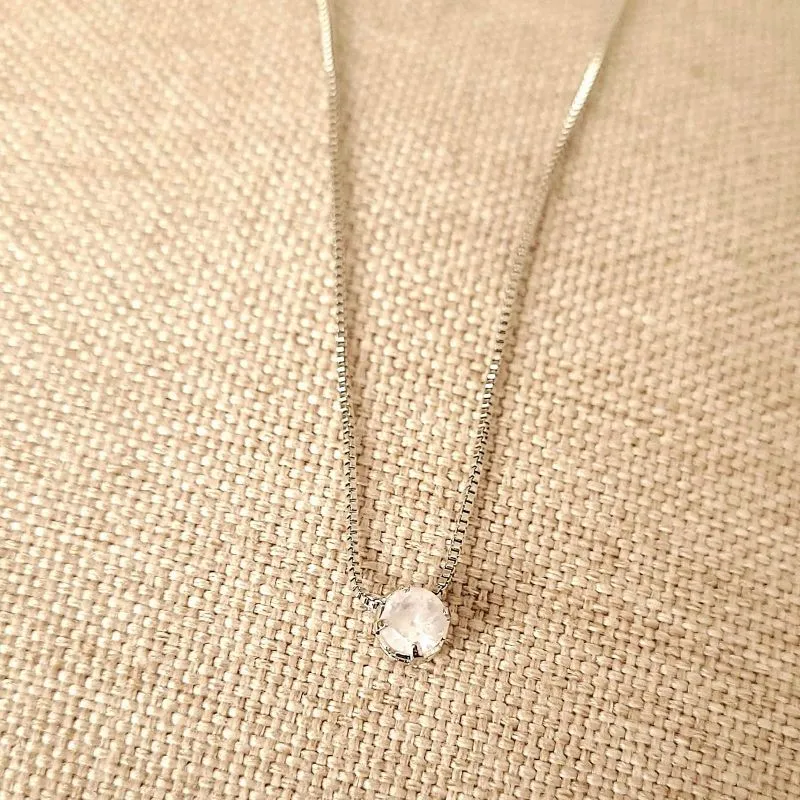 colar rodio ponto de luz cristal