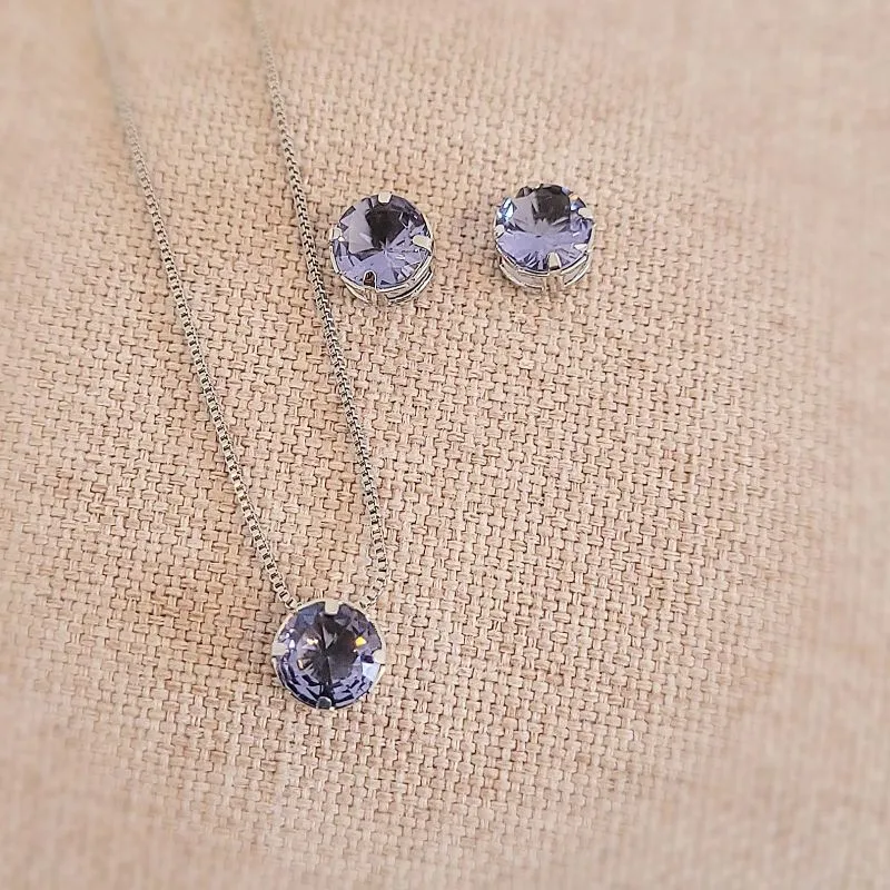 conjunto rodio ponto de luz redondo lavanda