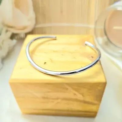 Pulseira bracelete rodio ondulado liso