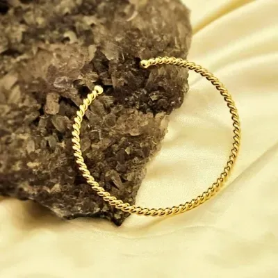 pulseira ouro bracelete trançada fina
