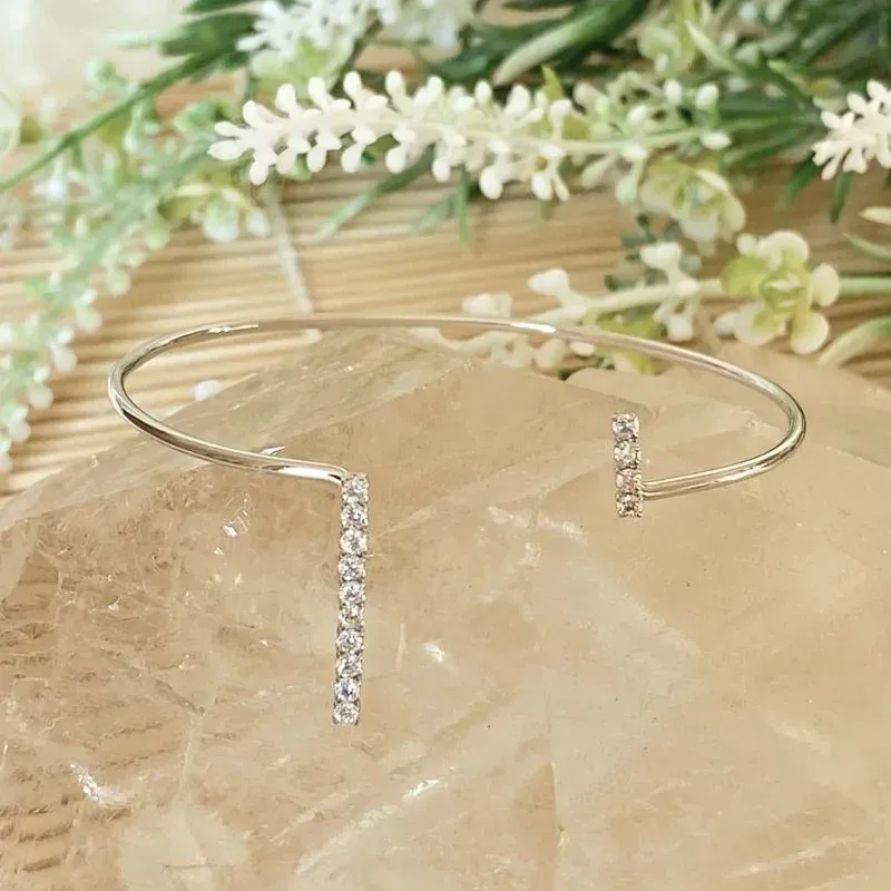 pulseira rodio bracelete com fileiras de zircônias cristais