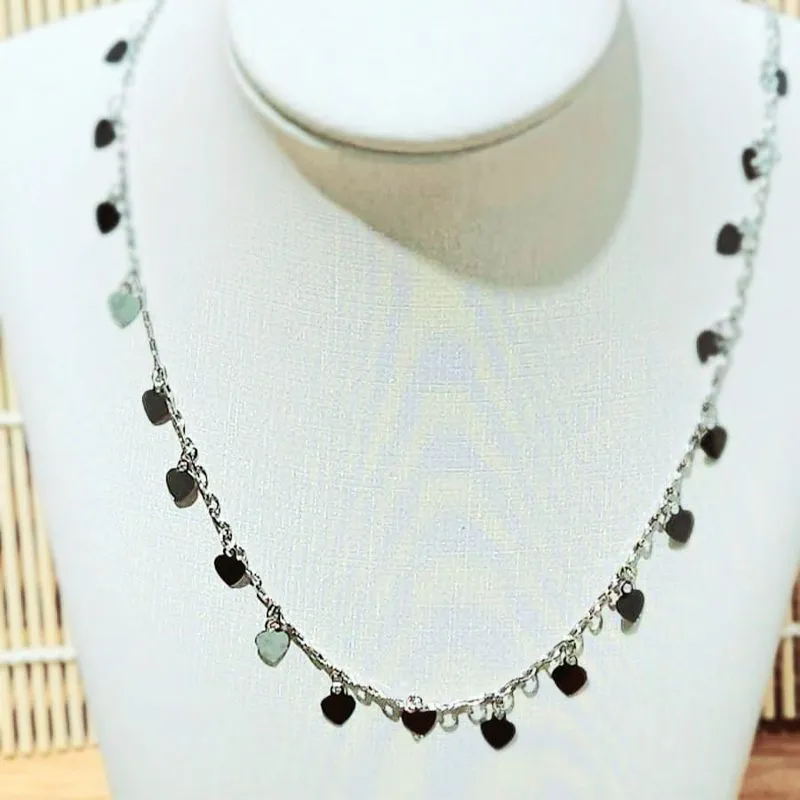 colar choker rodio coração chapado