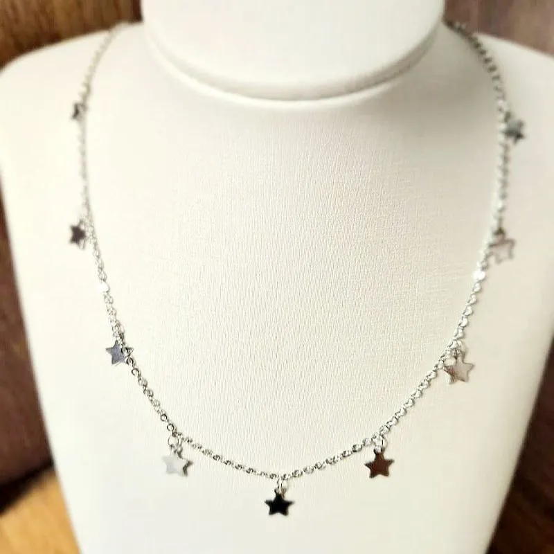 colar choker rodio estrela chapada