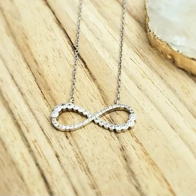 colar prata infinito zirconias + bolinhas zirconias