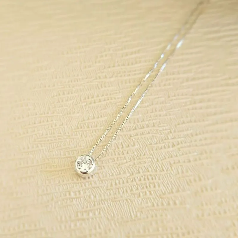 colar prata ponto de luz circulo cristal 6mm com borda