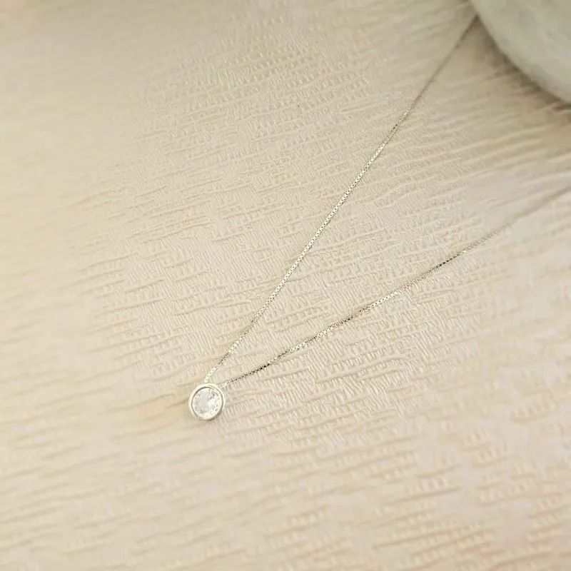 colar prata ponto de luz circulo cristal 7mm com borda