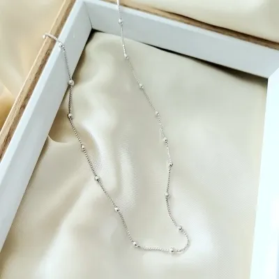 colar rodio choker bolinhas intercaladas lisas