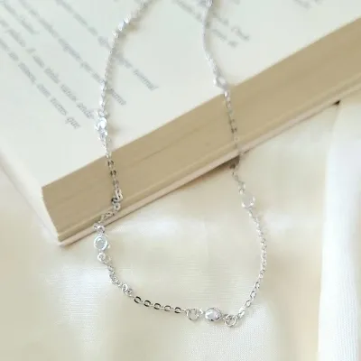 colar rodio choker ponto de luz cristal