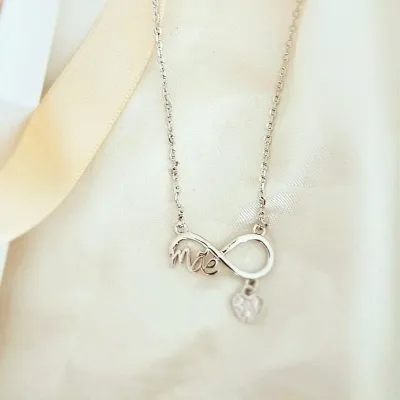colar rodio mãe infinito com coração pendurado