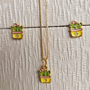 conjunto infantil ouro cacto