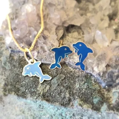 conjunto infantil ouro golfinho