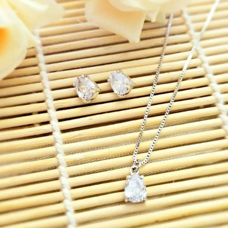 conjunto ouro gota pequena cristal