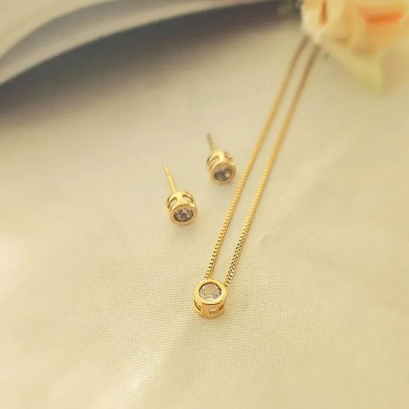 conjunto ouro ponto de luz 5mm cristal