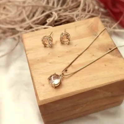 conjunto ouro redondo morganita