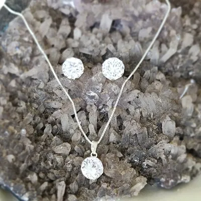 conjunto prata ponto de luz cristal 8mm