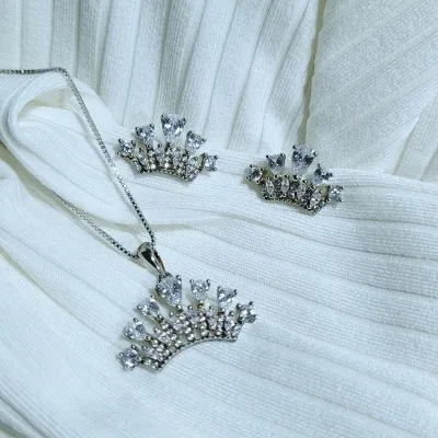conjunto ródio coroa cristais