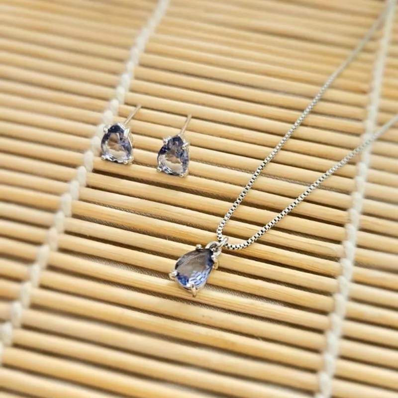 conjunto rodio gota pequena lavanda