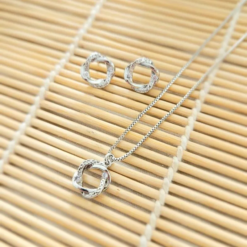 conjunto rodio mandala entrelaçada cravejada