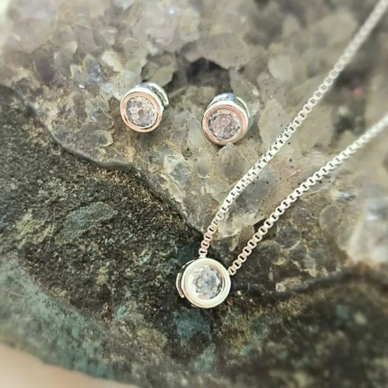 conjunto rodio ponto de luz 5mm cristal