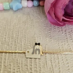 pulseira infantil ouro cachorrinho lhasa